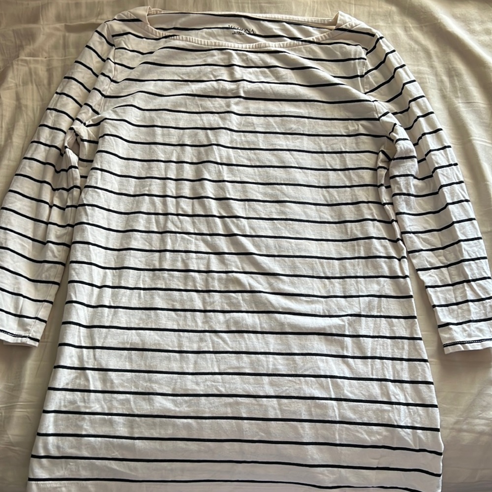 Merona Striped 3/4 Sleeve Dress Casual Top